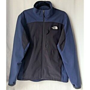 The North Face Mens Medium Softshell Jacket Black Blue Full Zip Outdoor